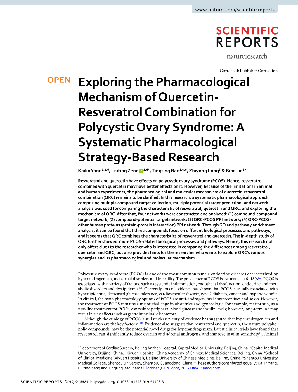 Exploring the Pharmacological Mechanism of Quercetin-Resveratrol Combination for Polycystic Ovary Syndrome