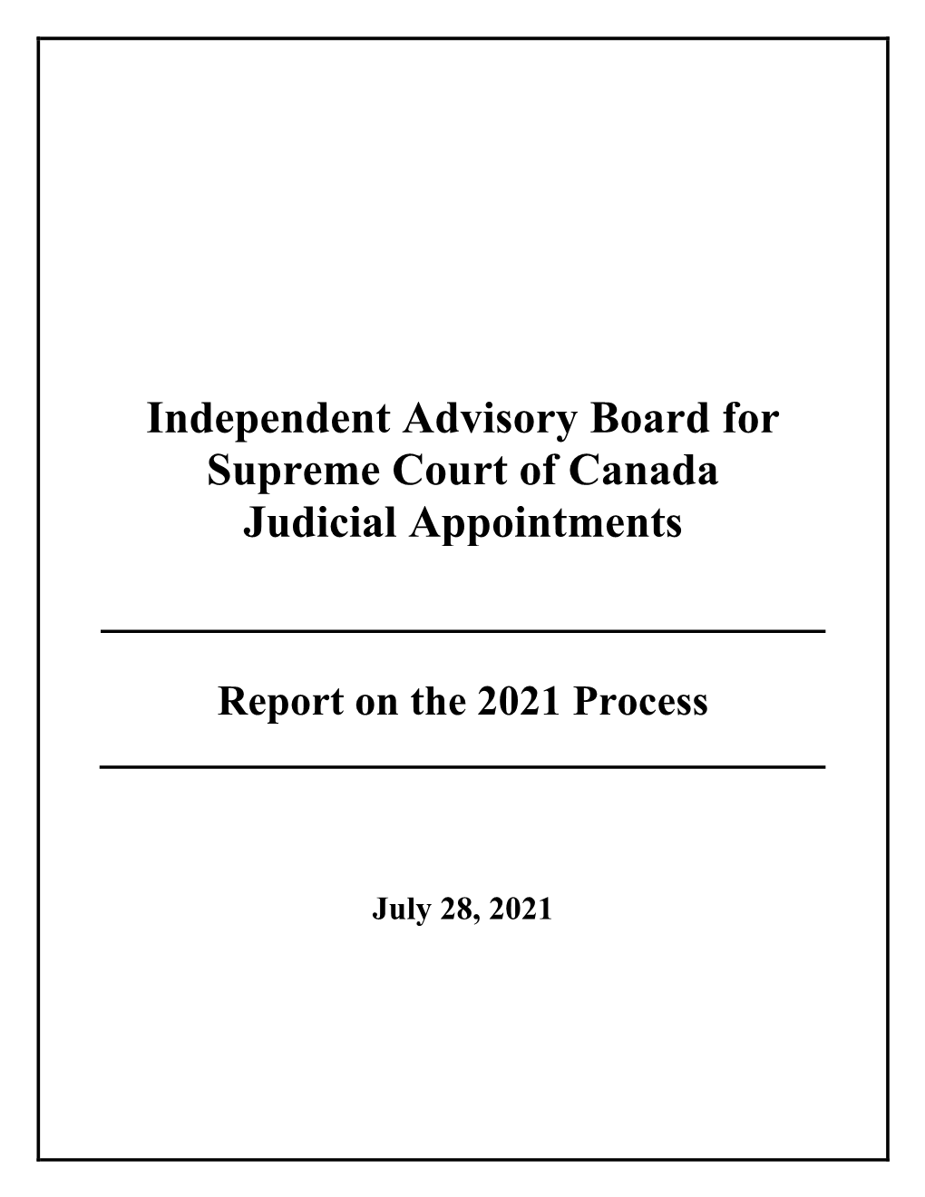 Independent Advisory Board for Supreme Court of Canada Judicial Appointments