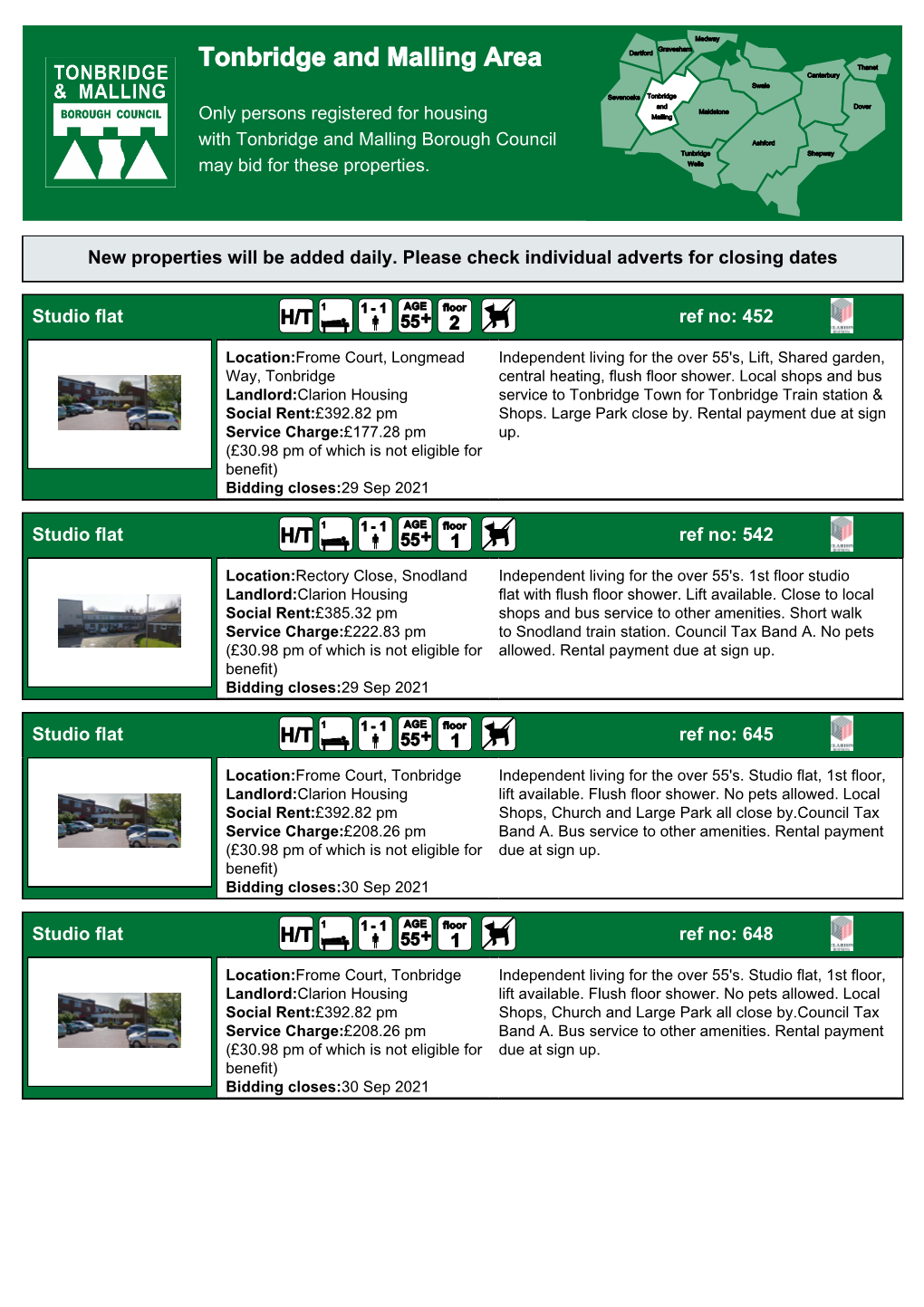 New Properties Will Be Added Daily. Please Check Individual Adverts for Closing Dates