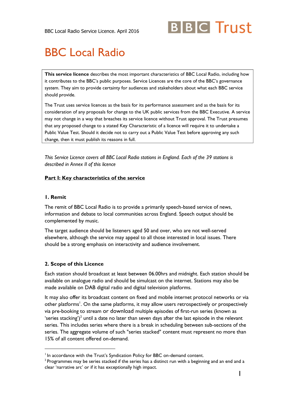 BBC Local Radio Service Licence