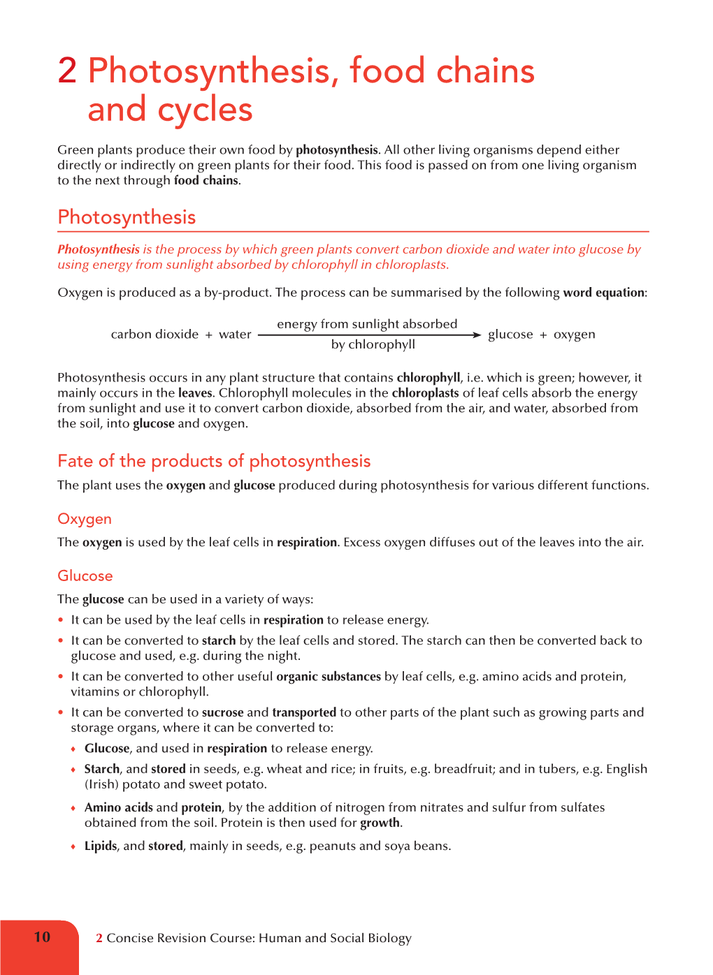 2 Photosynthesis, Food Chains and Cycles