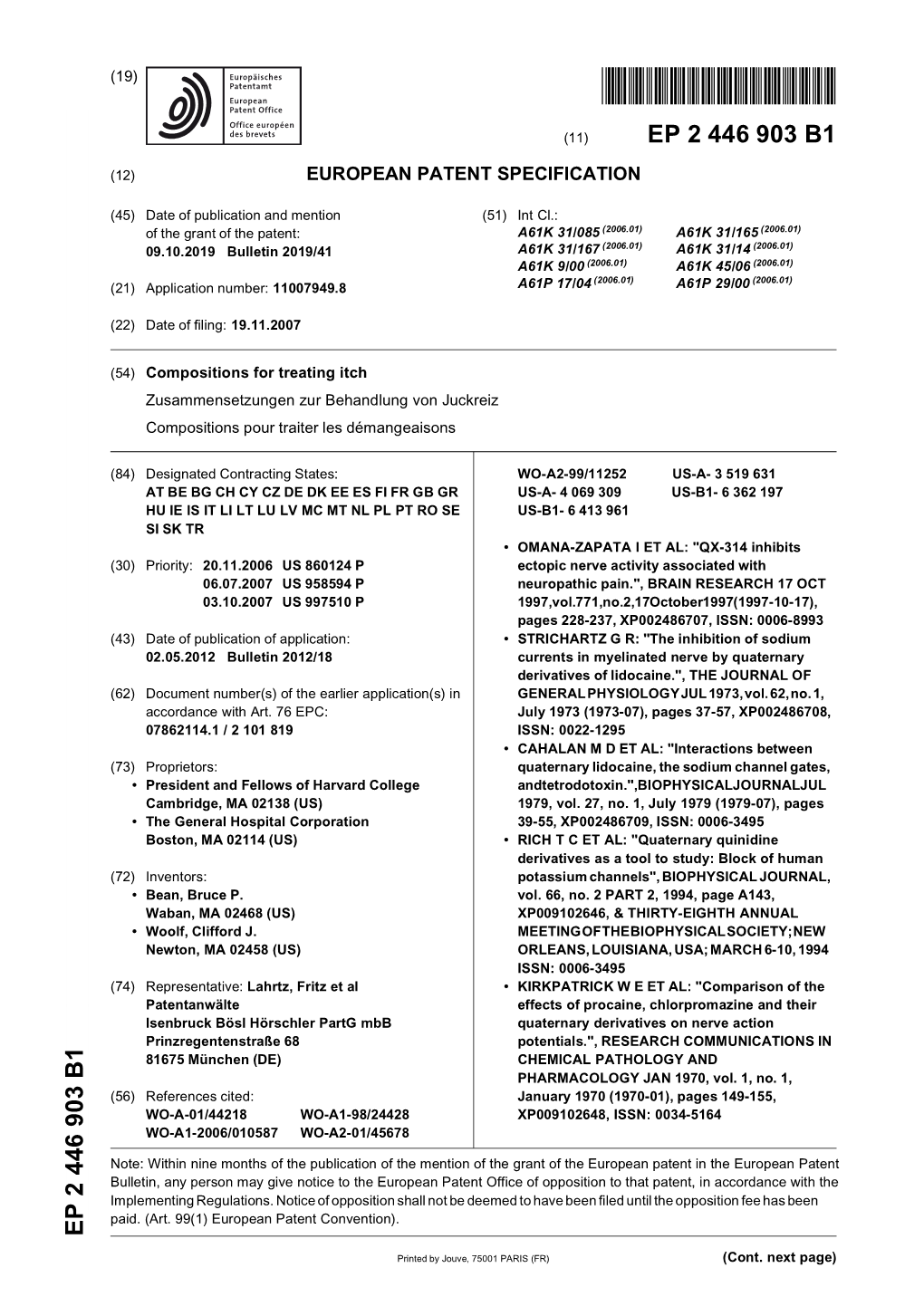 Compositions for Treating Itch Zusammensetzungen Zur Behandlung Von Juckreiz Compositions Pour Traiter Les Démangeaisons