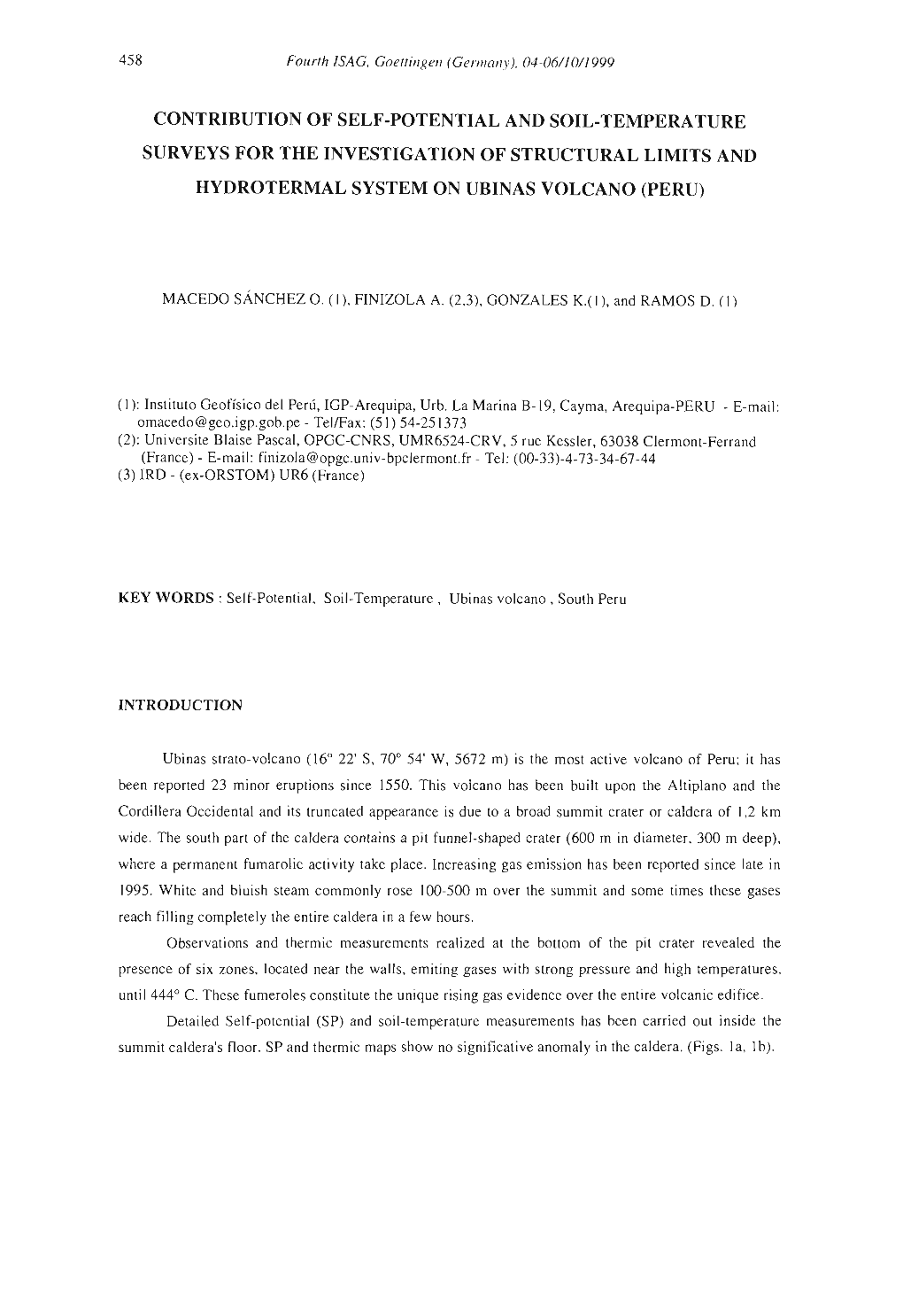 Contribution of Self-Potential and Soil-Temperature Surveys for the Investigation of Structural Limits and Hydrotermal System on Ubinas Volcano (Peru)