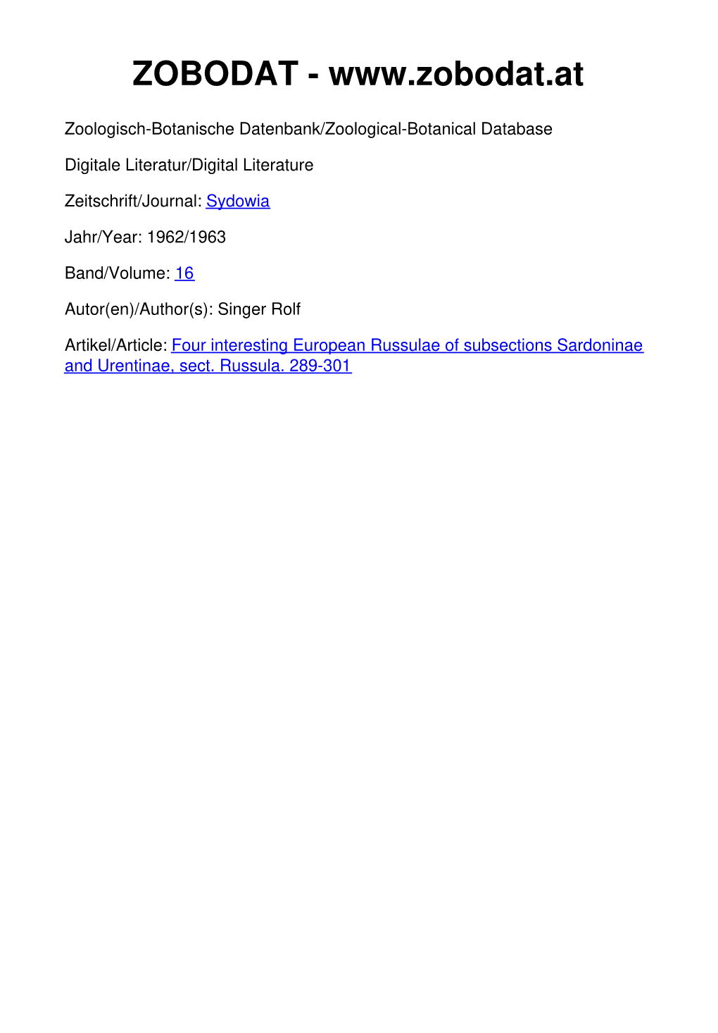 Four Interesting European Russulae of Subsections Sardoninae and Urentinae, Sect