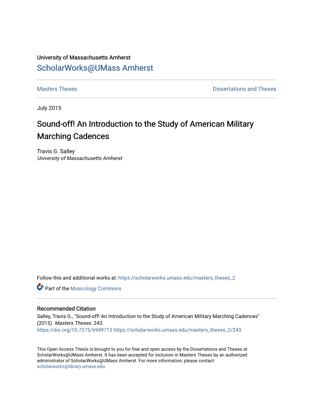 An Introduction to the Study of American Military Marching Cadences