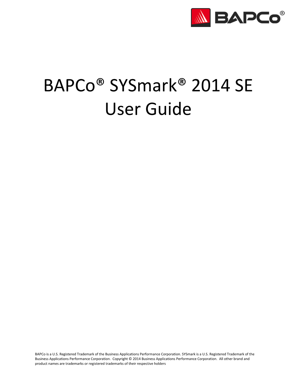 Bapco® Sysmark® 2014 SE User Guide