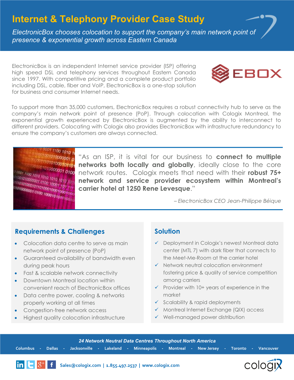 Cologix Internet & Telephony Provider Case Study