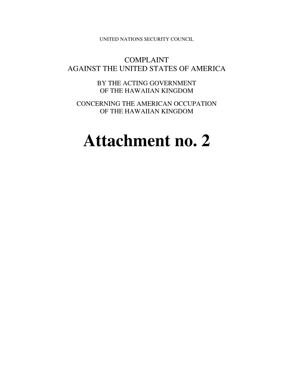 Attachment No. 2 DOMINION of the HAWAIIAN KINGDOM