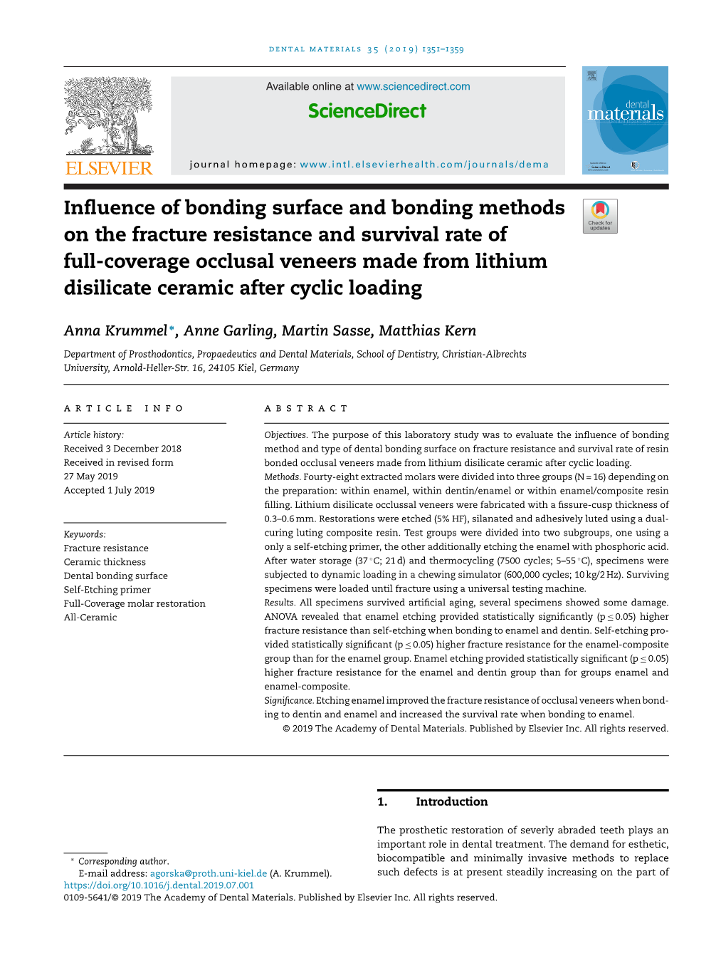 Influence of Bonding Surface and Bonding Methods on the Fracture