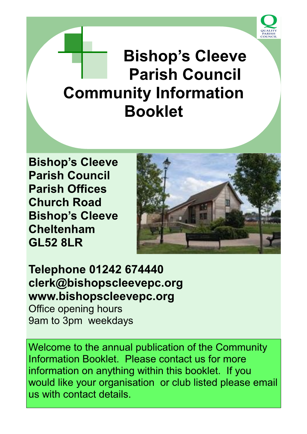 Bishop's Cleeve Parish Council Community Information Booklet