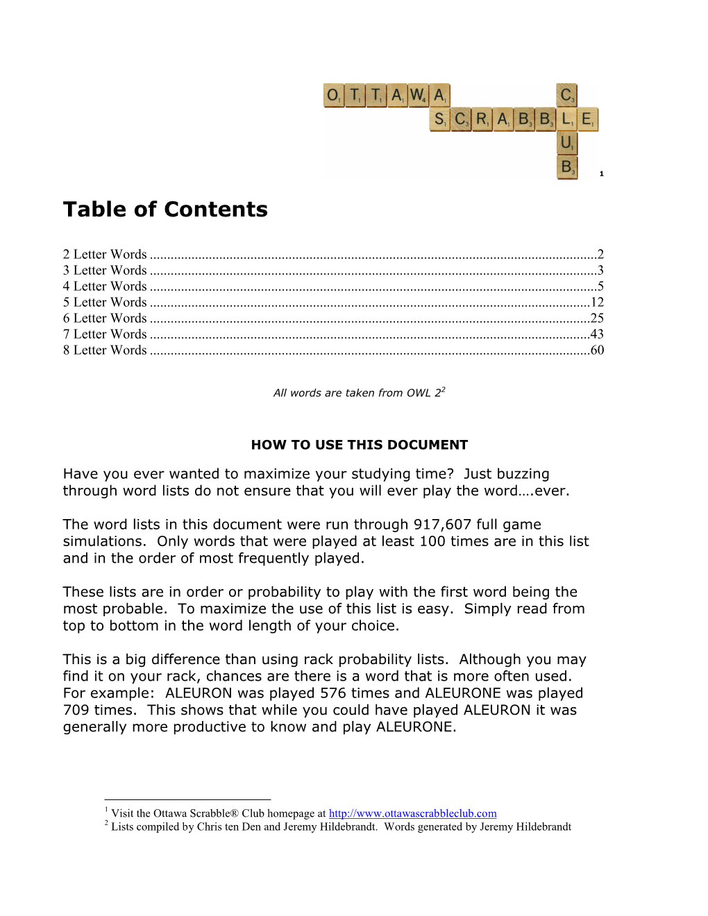 Table of Contents