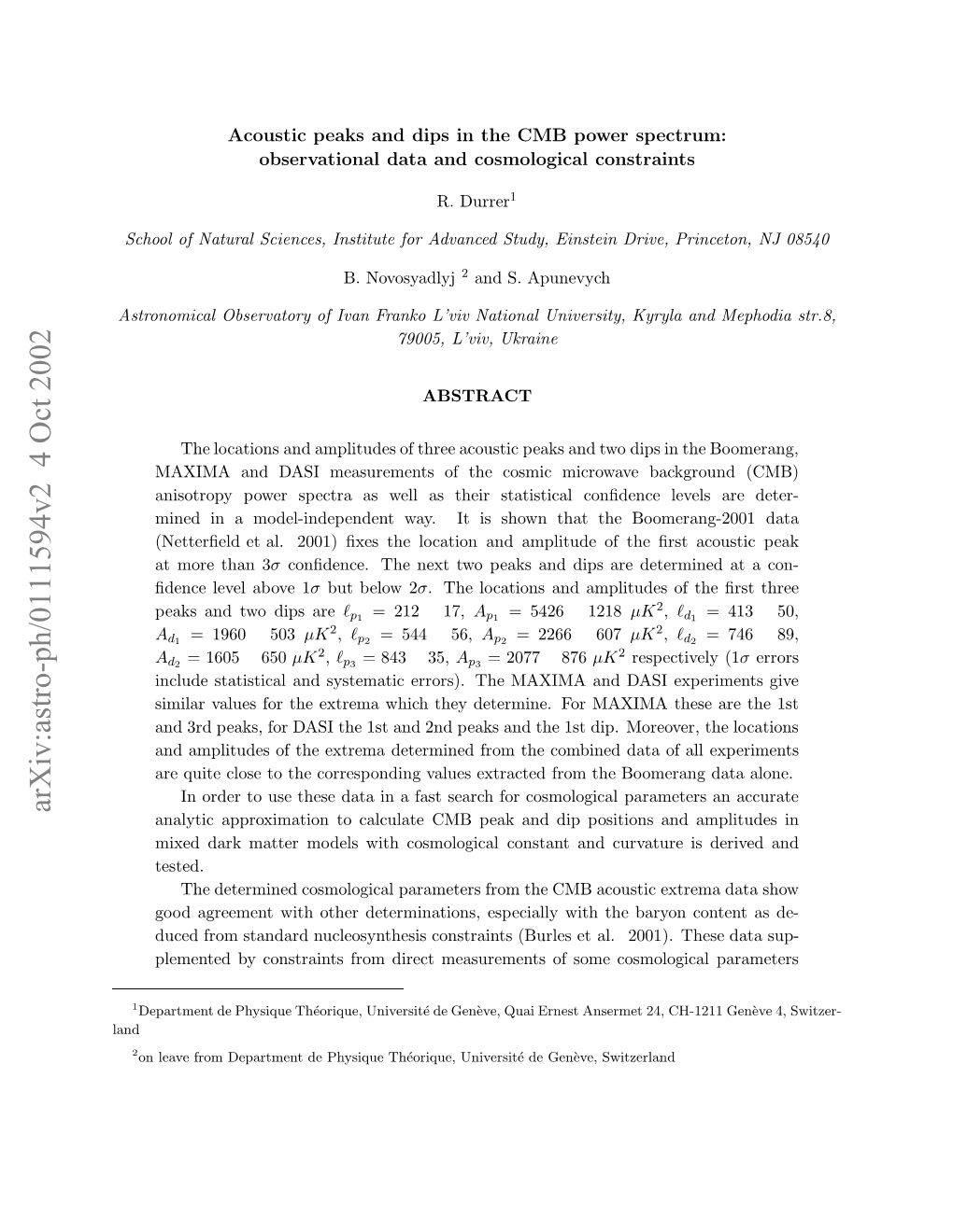 Acoustic Peaks and Dips in the CMB Power Spectrum: Observational Data