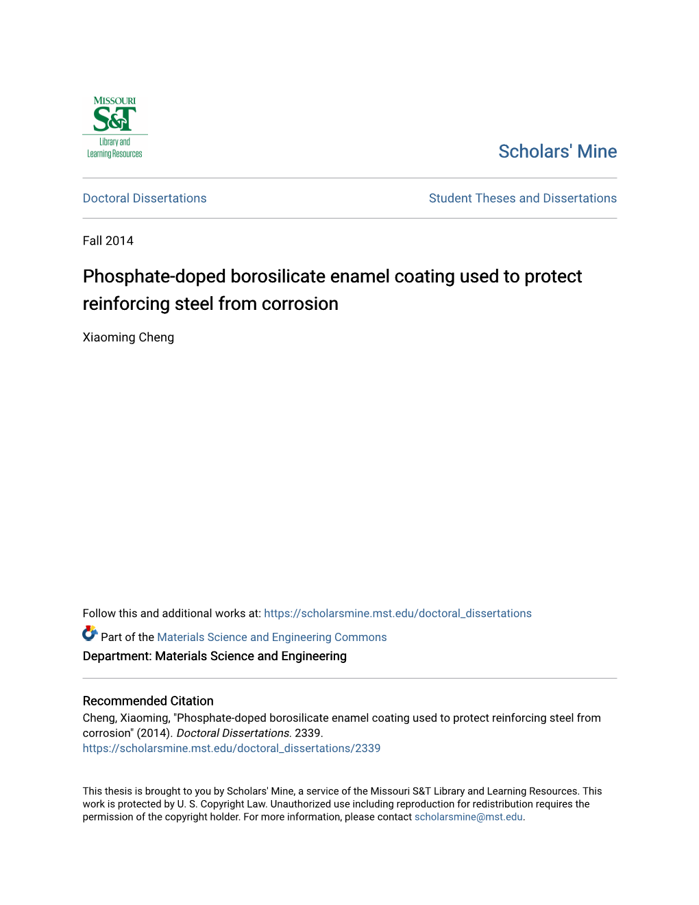 Phosphate-Doped Borosilicate Enamel Coating Used to Protect Reinforcing Steel from Corrosion