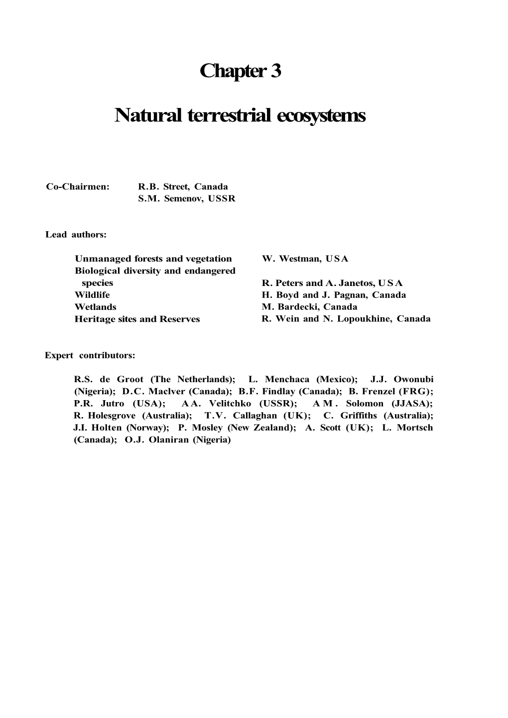 Chapter 3 Natural Terrestrial Ecosystems