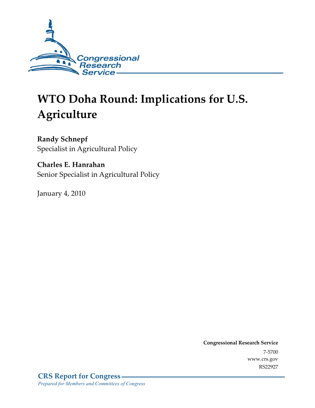 WTO Doha Round: Implications for U.S