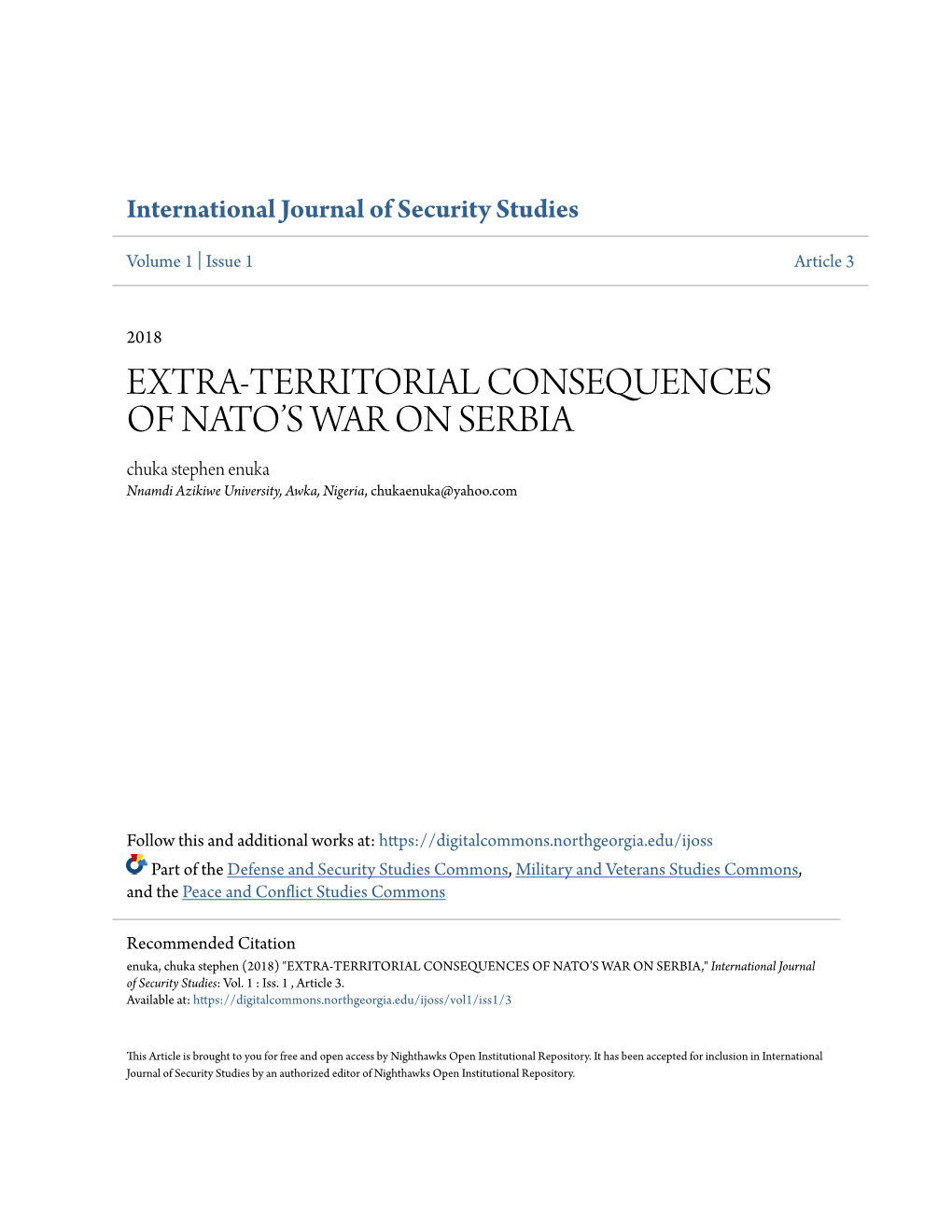 Extra-Territorial Consequences of Nato's