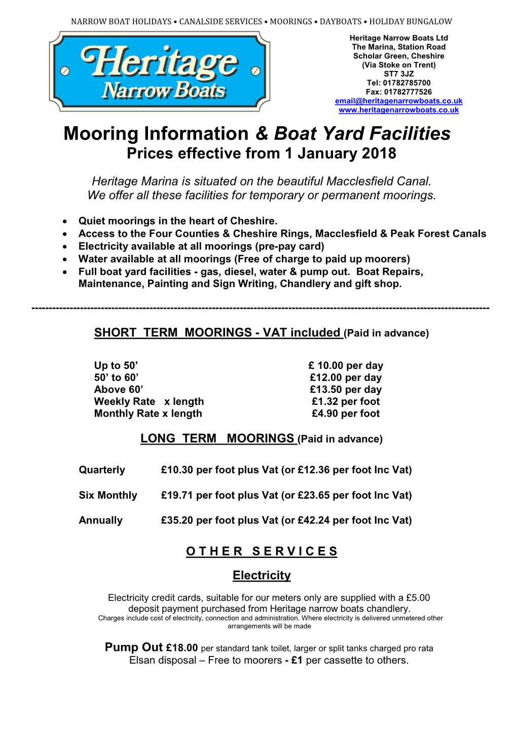 Mooring Information & Boat Yard Facilities
