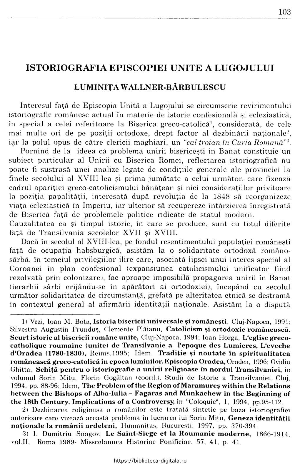 Istoriografia Episcopiei Unite a Lugojului