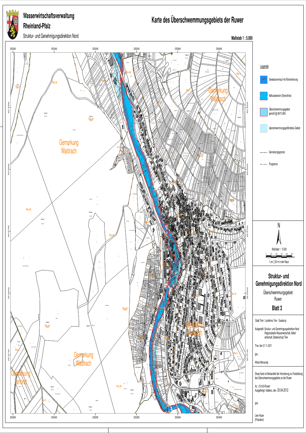 Karte Des Überschwemmungsgebiets Der Ruwer Rheinland-Pfalz