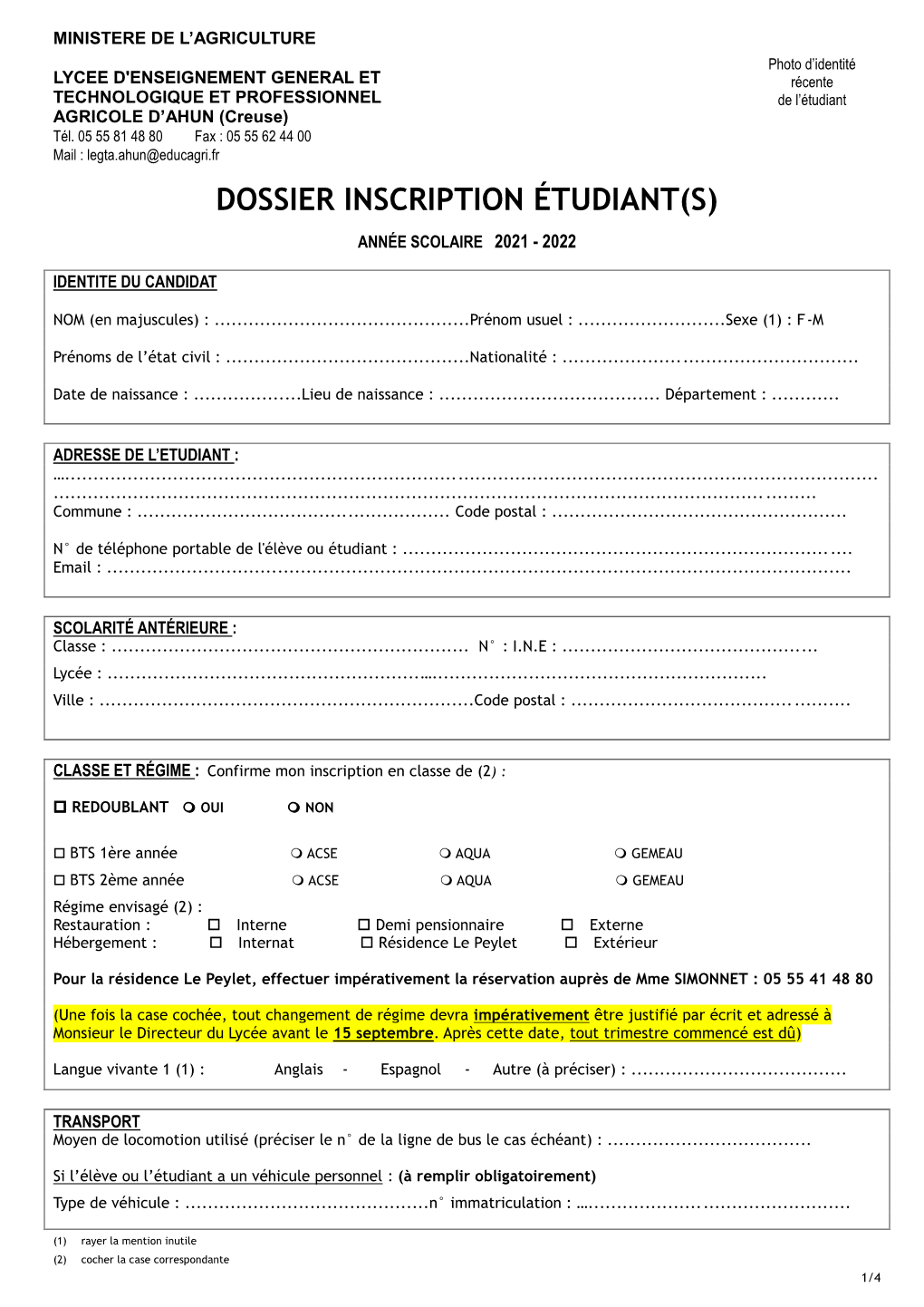 Dossier Inscription Étudiant(S)