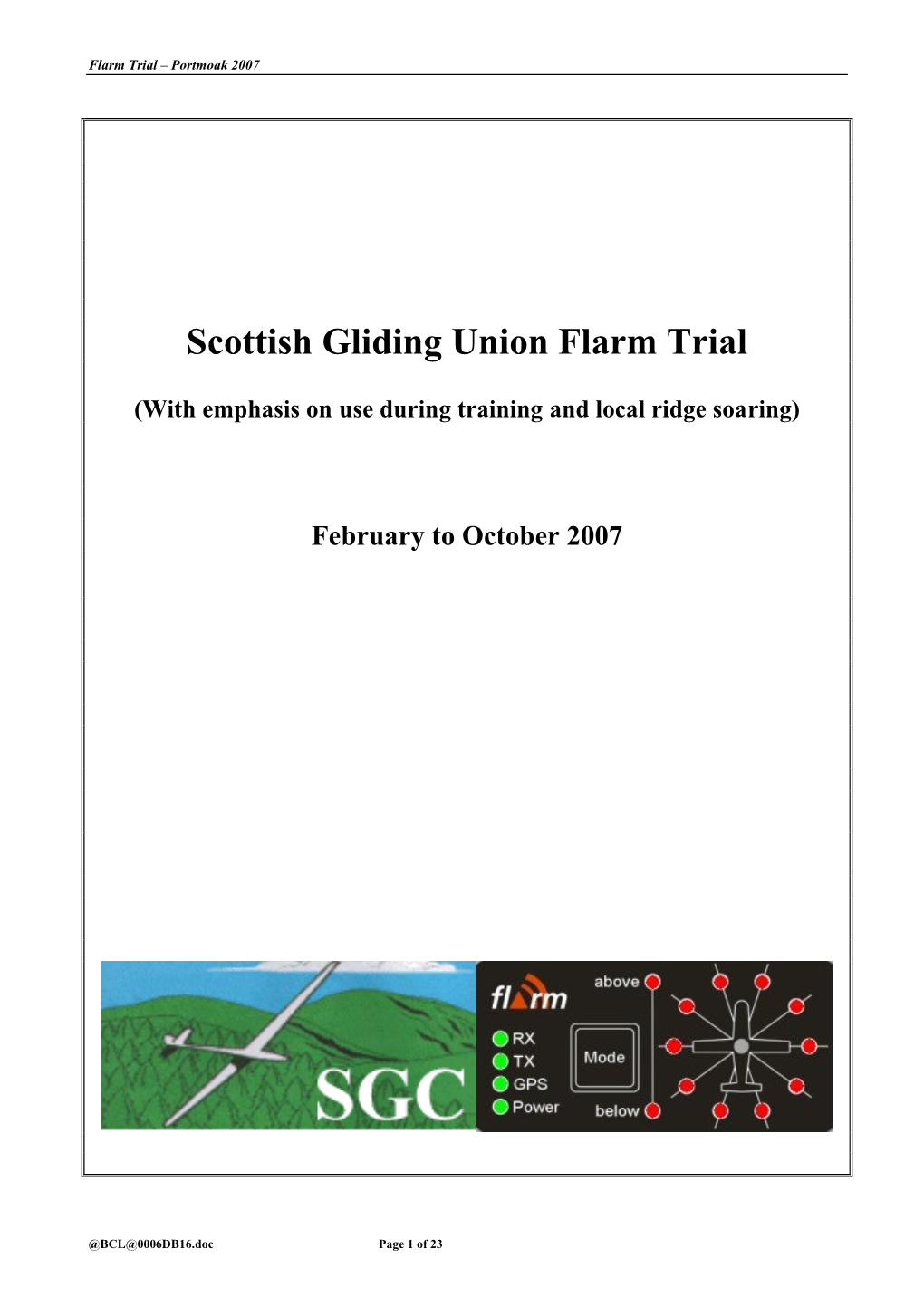 Scottish Gliding Union Flarm Trial