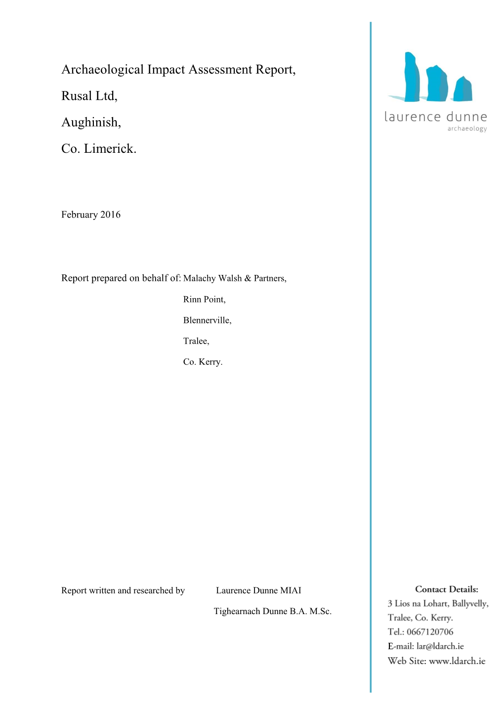 Archaeological Impact Assessment Report, Rusal Ltd, Aughinish, Co
