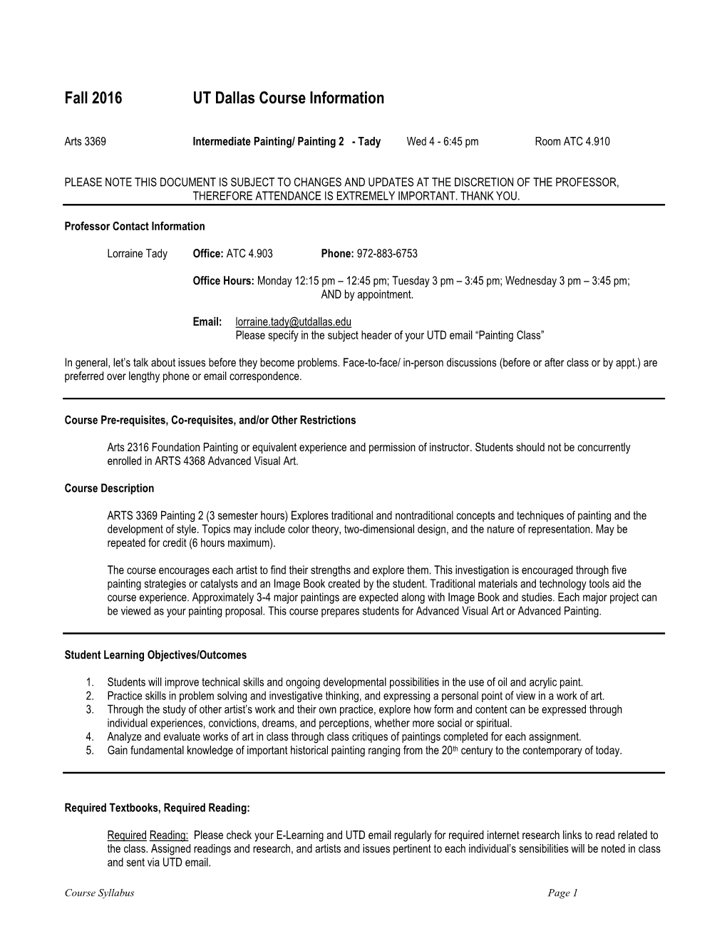 Course Syllabus Page 1