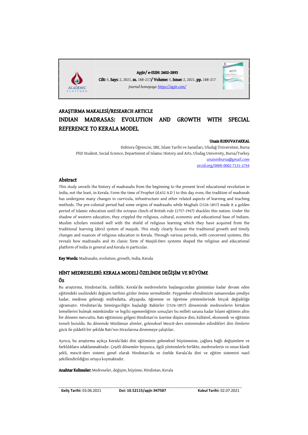 Evolution and Growth with Special Reference to Kerala Model