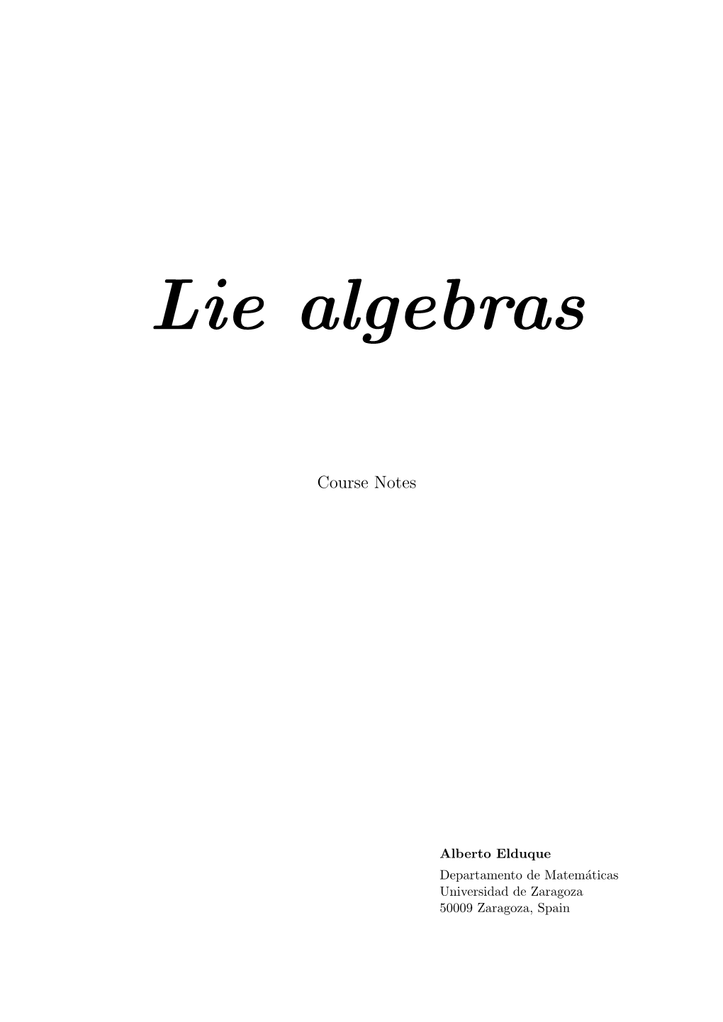 Lie Algebras