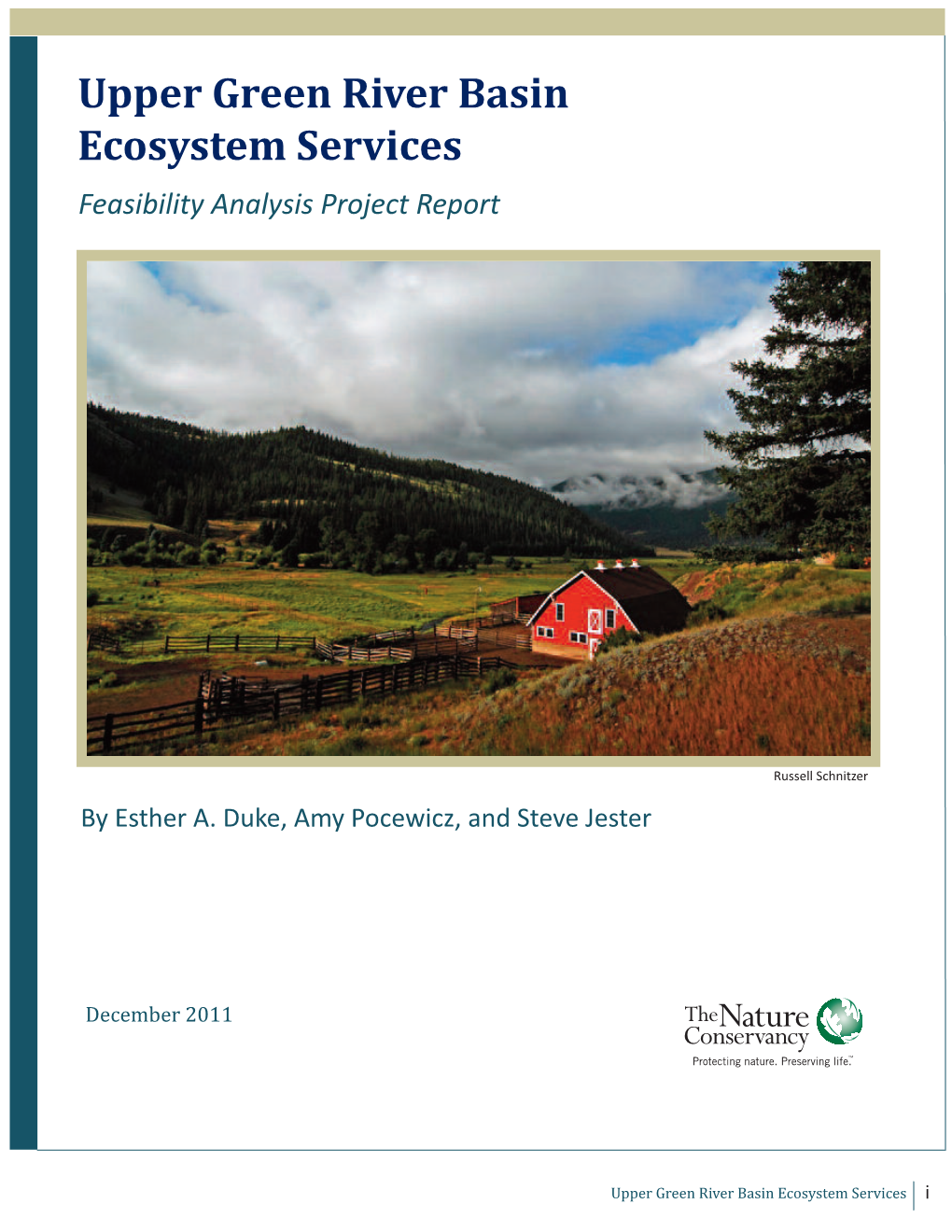 Upper Green River Basin Ecosystem Services Feasibility Analysis Project Report