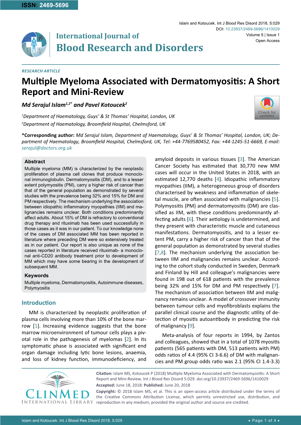 Multiple Myeloma Associated With