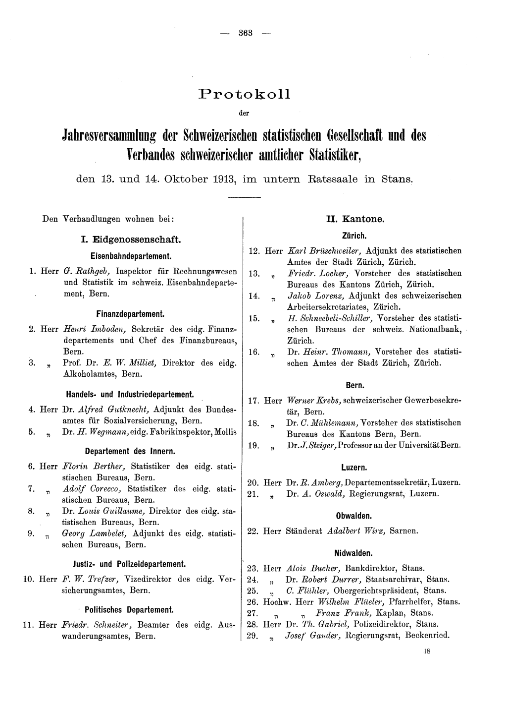 Jahresversammlung Der Schweizerischen Statistischen Gesellschaft Nnd Des Verbandes Schweizerischer Amtlicher Statistiker