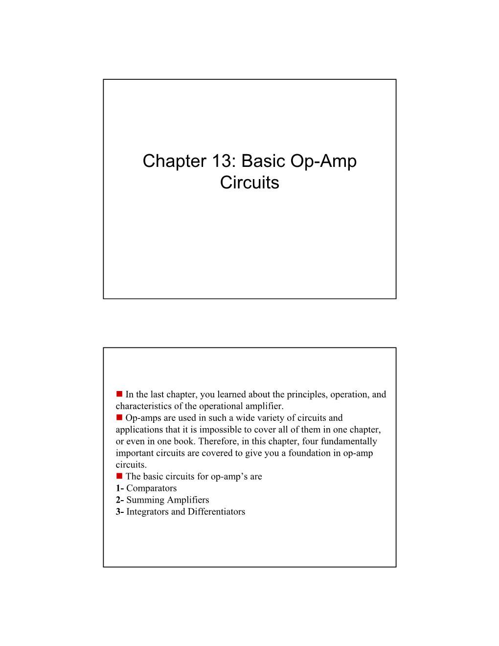 Chapter 13: Basic Op-Amp Circuits