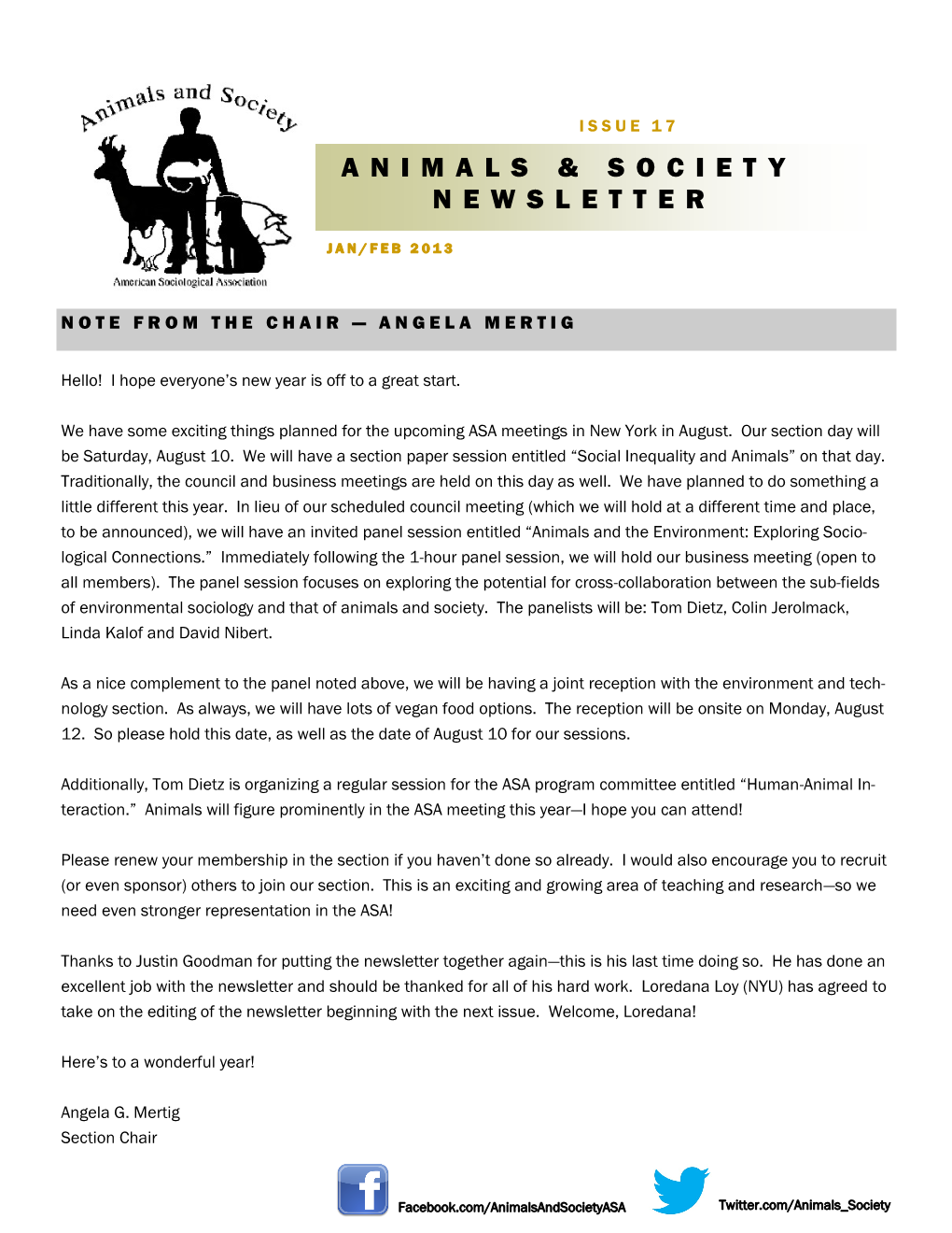 Animals & Society Newsletter