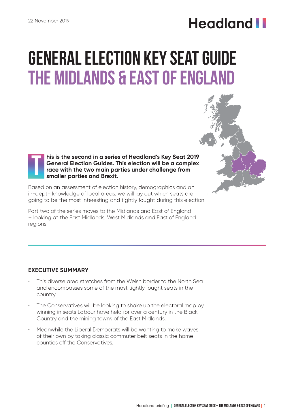 General Election Key Seat Guide the Midlands & EAST of ENGLAND