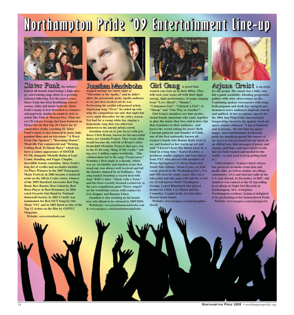 Northampton Pride '09 Entertainment Line-Up