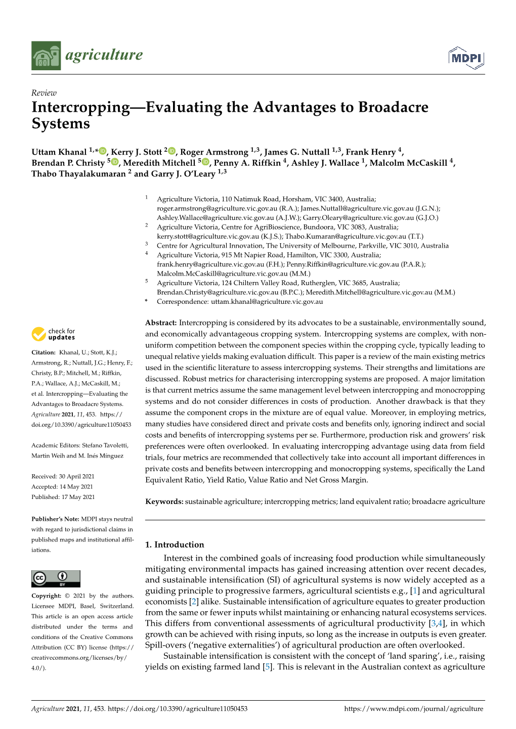 Intercropping—Evaluating the Advantages to Broadacre Systems