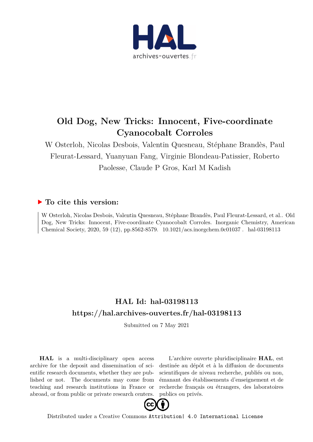 Old Dog, New Tricks: Innocent, Five-Coordinate Cyanocobalt Corroles