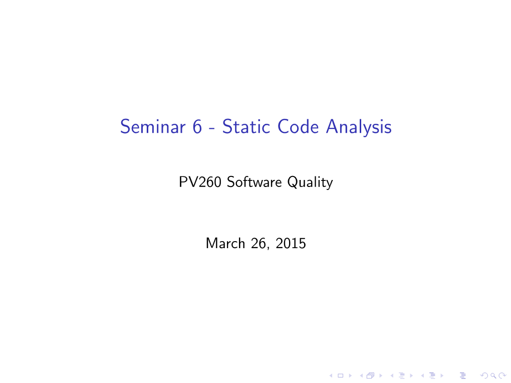 Seminar 6 - Static Code Analysis