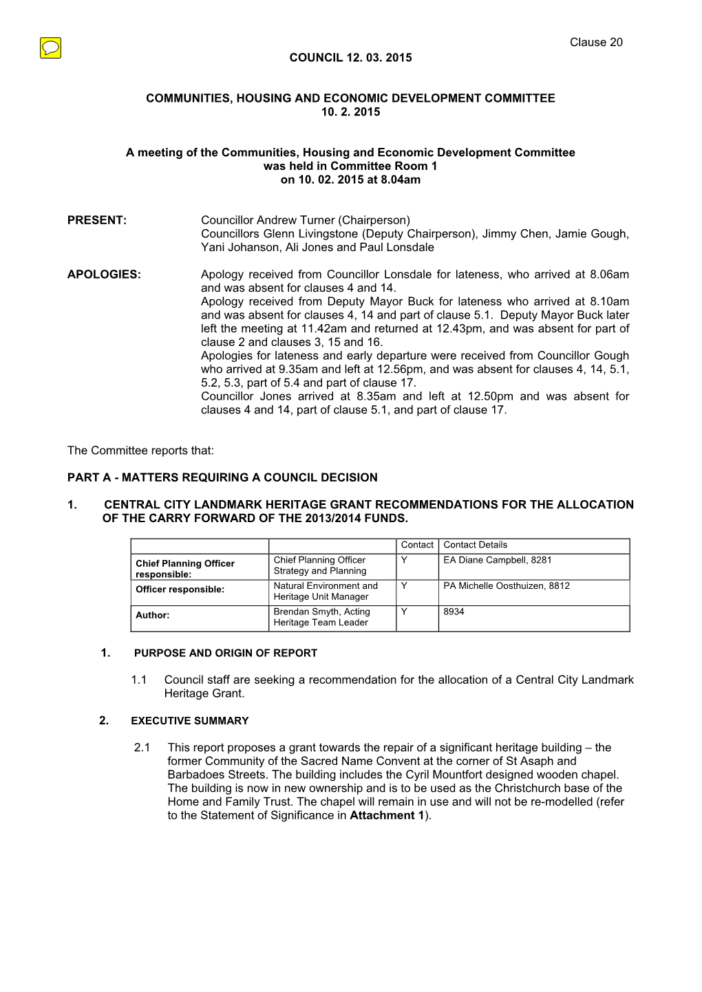 Council 12. 03. 2015 Communities, Housing And