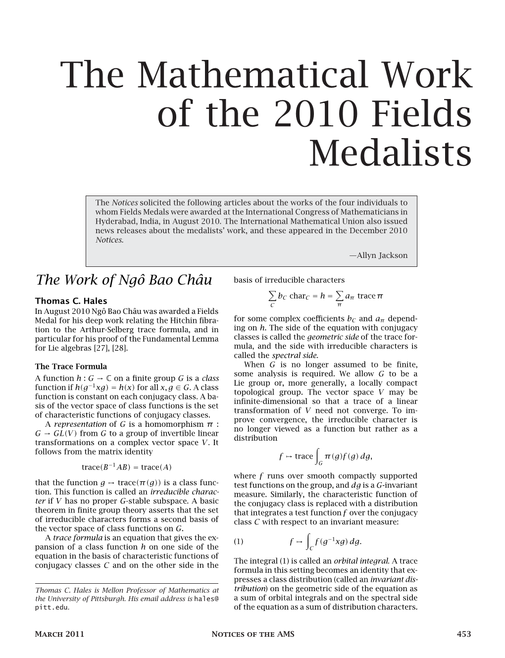 The Mathematical Work of the 2010 Fields Medalists