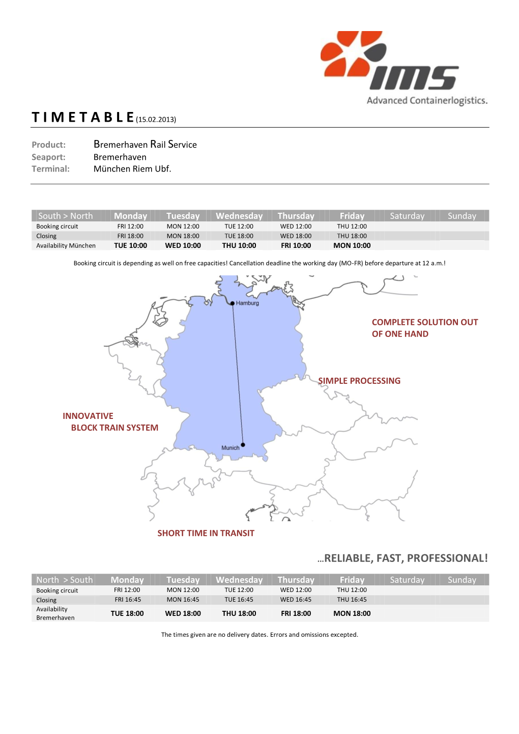 Bremerhaven Rail Service Timetable München