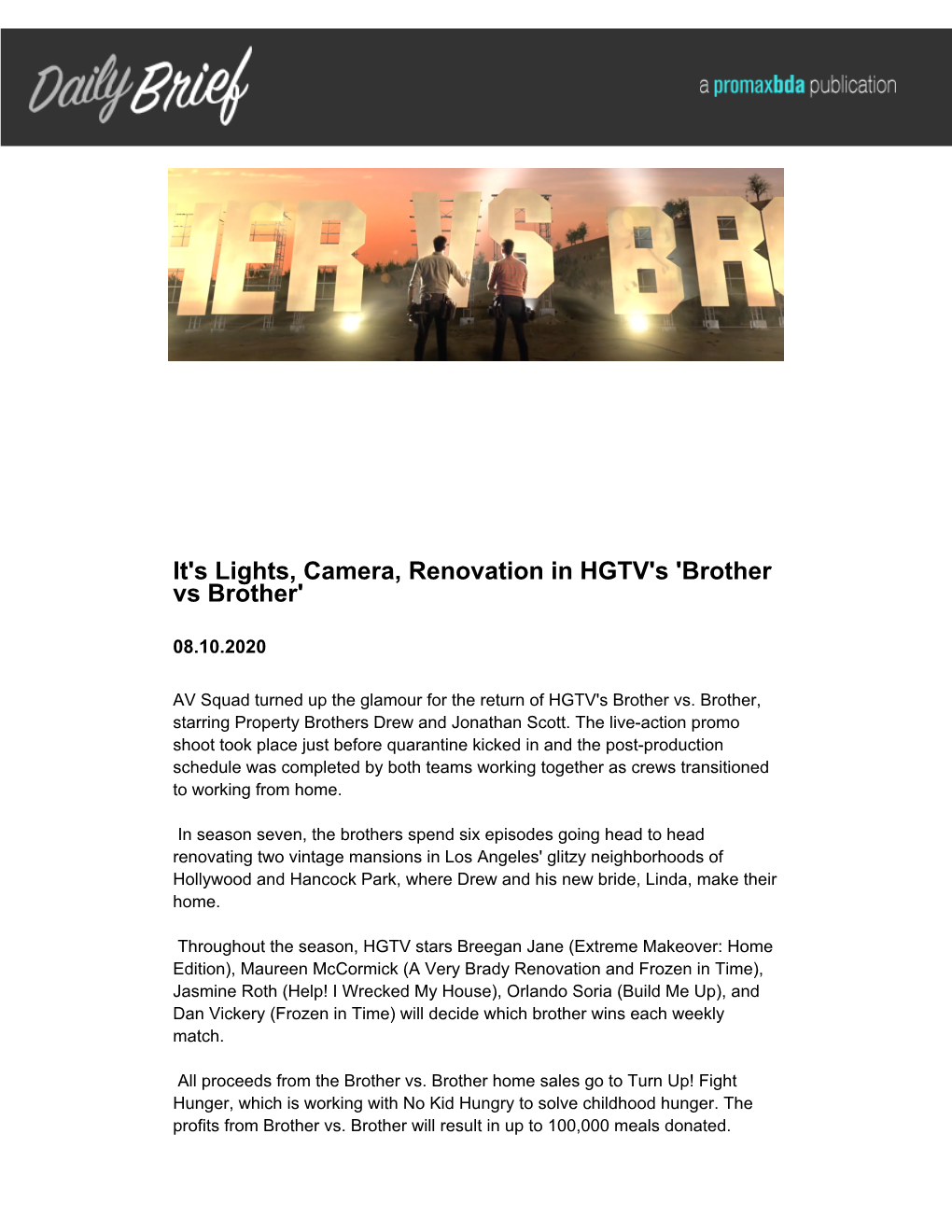 It's Lights, Camera, Renovation in HGTV's 'Brother Vs Brother'