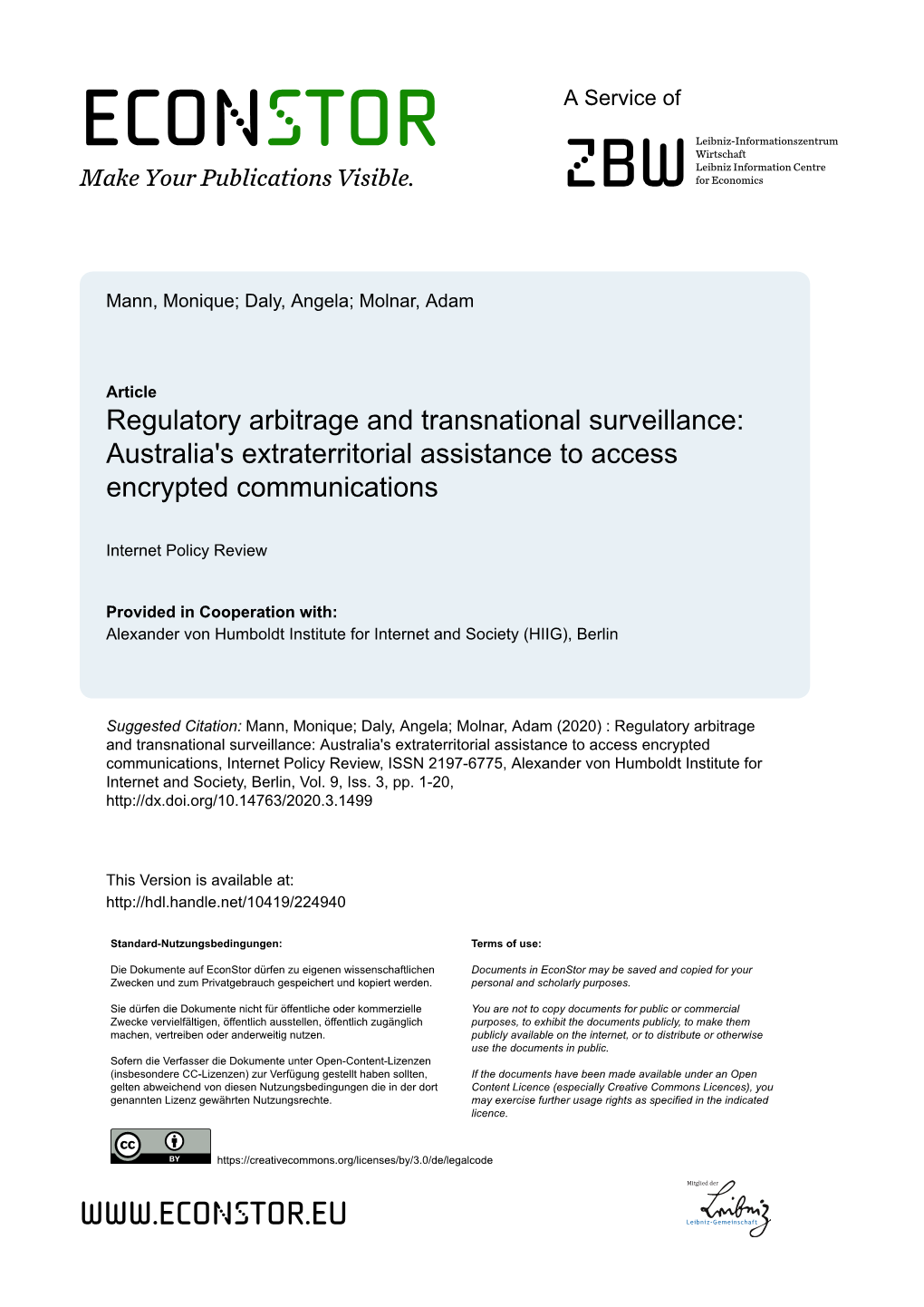 Regulatory Arbitrage and Transnational Surveillance: Australia's Extraterritorial Assistance to Access Encrypted Communications