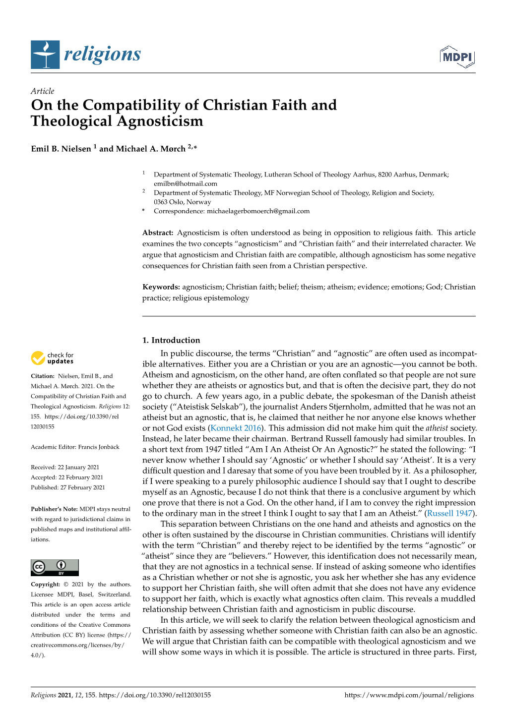 On the Compatibility of Christian Faith and Theological Agnosticism