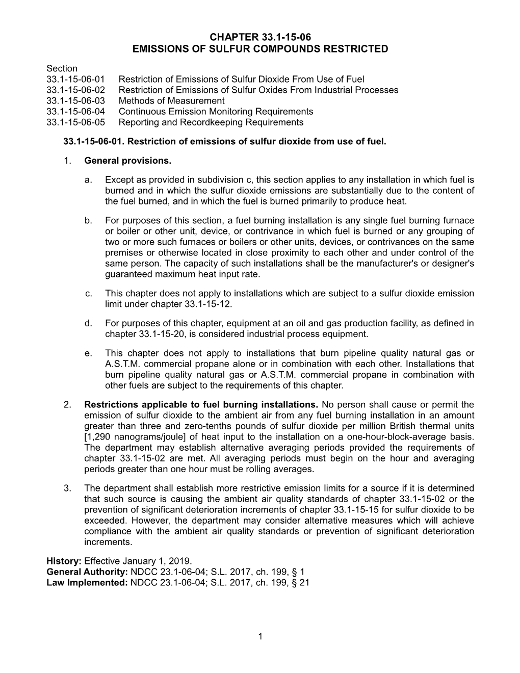 Chapter 33.1-15-06 Emissions of Sulfur Compounds Restricted