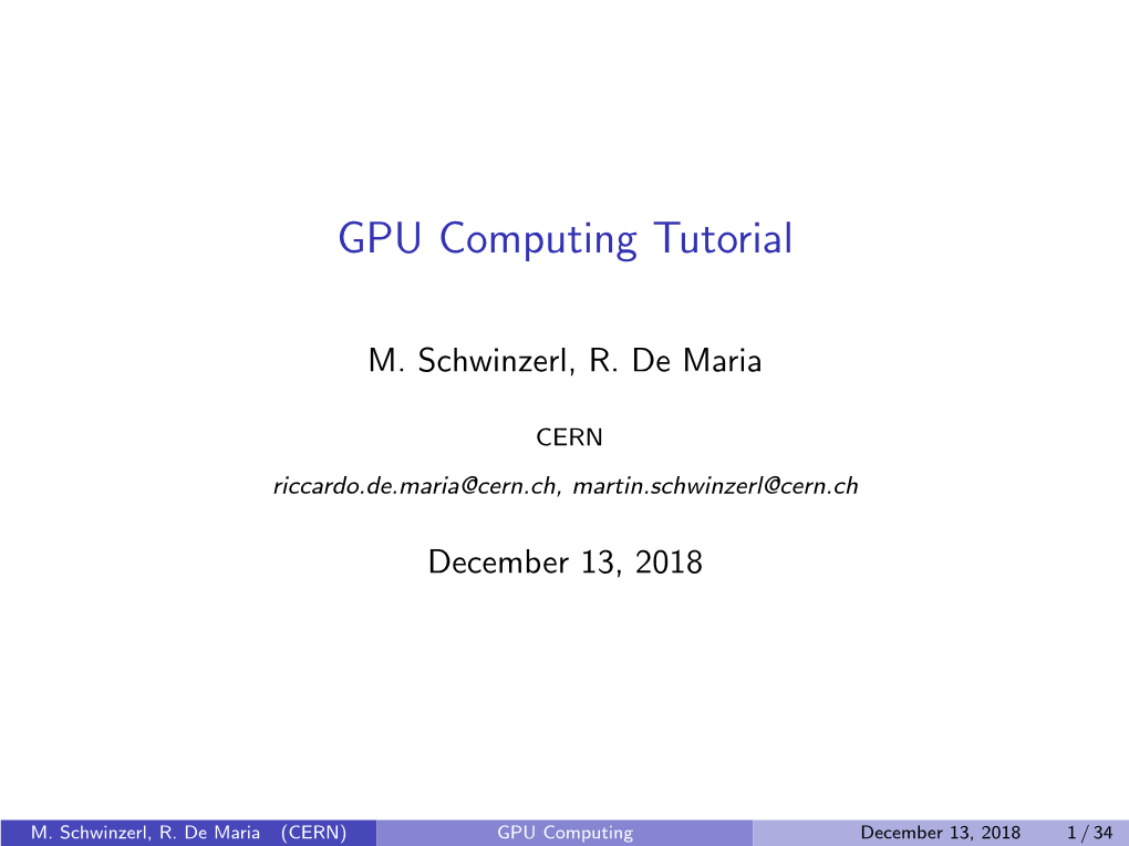 GPU Computing Tutorial