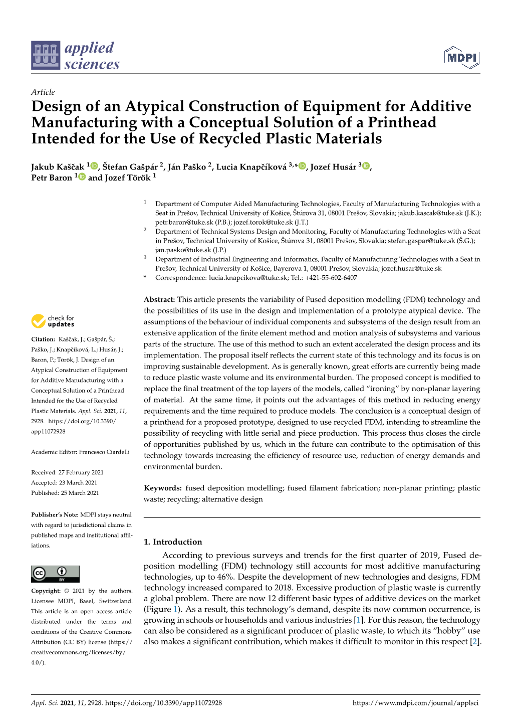 Design of an Atypical Construction of Equipment for Additive Manufacturing with a Conceptual Solution of a Printhead Intended Fo