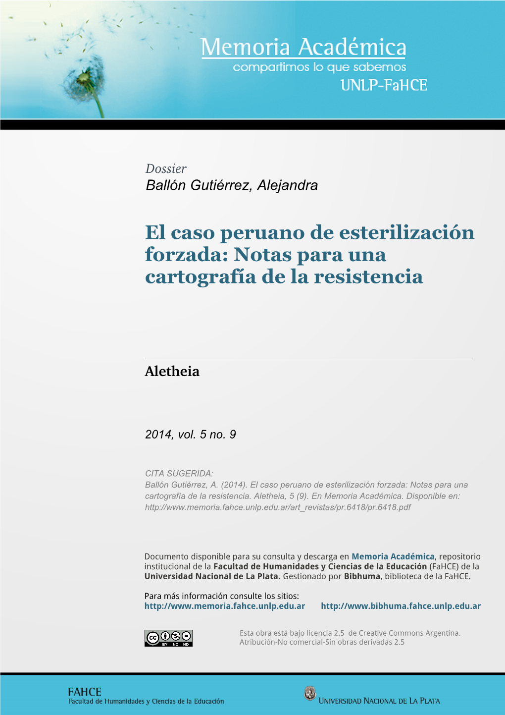 El Caso Peruano De Esterilización Forzada: Notas Para Una Cartografía De La Resistencia