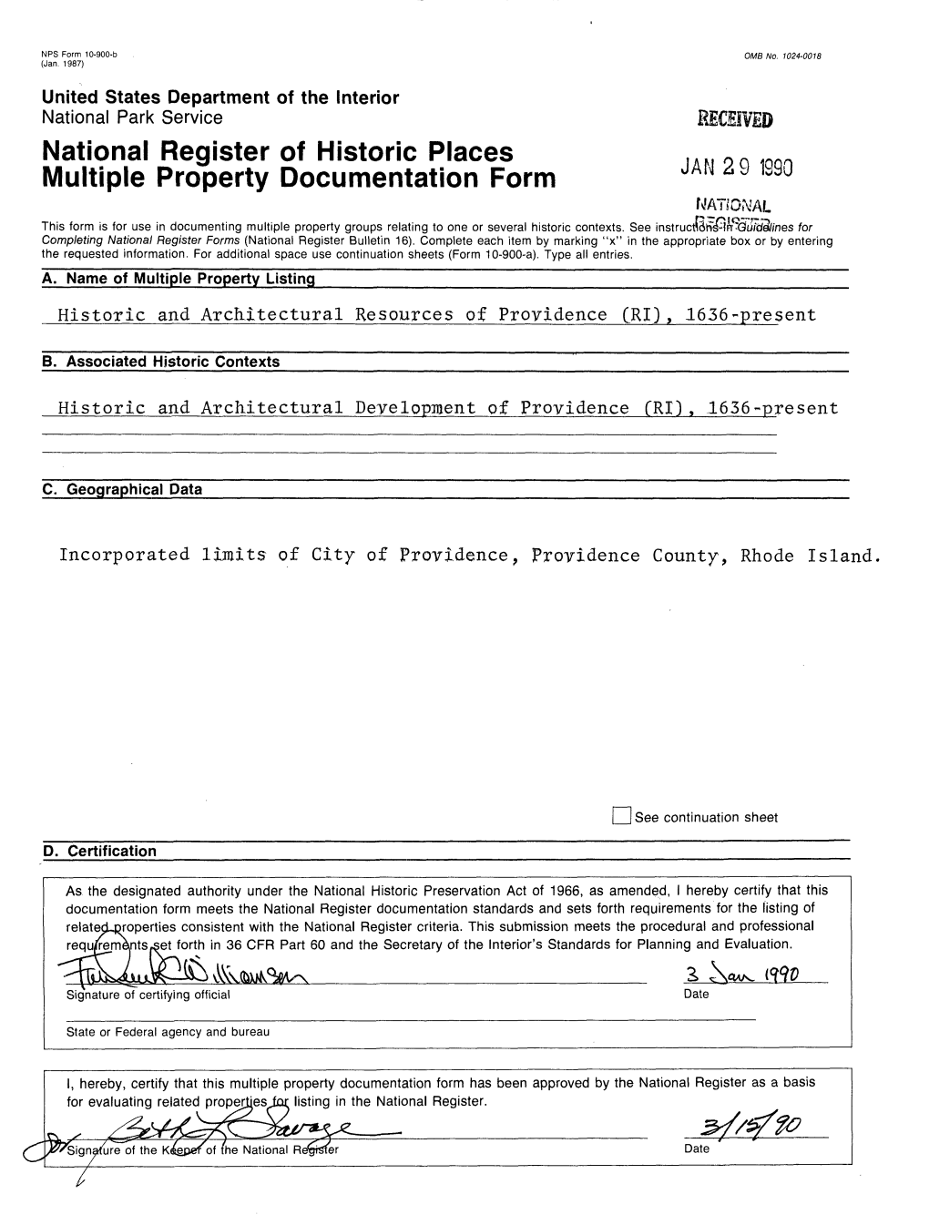 National Register of Historic Places ...On ,Non Multiple Property